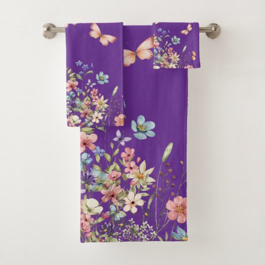Elegant Botanisches Florales Design Badhandtuch Set (Insitu)