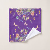 Elegant Botanisches Florales Design Badhandtuch Set (Waschlappen)