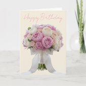 Elegant Bouquet of Peonies Custom Text Birthday  Karte (Vorderseite)