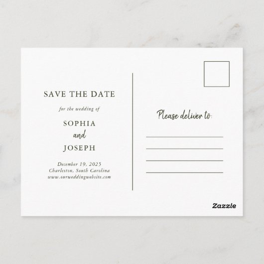 Elegant Bouquet | Urlaub Save the Date mit Foto Postkarte (Rückseite)