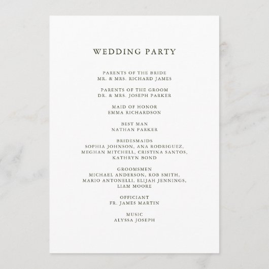 Elegant Bouquet | Weihnachtsfeiertage Programm (Rückseite)