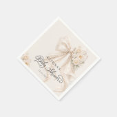 Elegant Bow and Flowers Girl Baby Shower Serviette (Ecke)