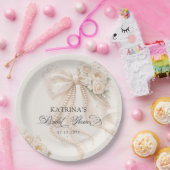 Elegant Bow and Pearl Pastel Bridal Shower Pappteller (Party)