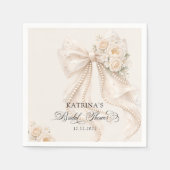 Elegant Bow and Pearl Pastel Bridal Shower Serviette (Vorderseite)