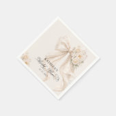 Elegant Bow and Pearl Pastel Bridal Shower Serviette (Ecke)