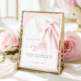 Elegant Bow Baby Shower Diaper Raffle Table Sign Poster