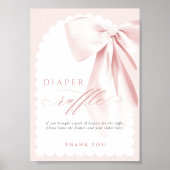 Elegant Bow Baby Shower Diaper Raffle Table Sign Poster (Vorne)