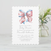 Elegant Bow Baby Shower Einladung (Stehend Vorderseite)