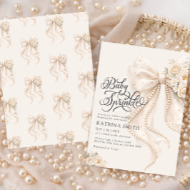 Elegant Bow Baby Sprinkle Floral Girl Baby Shower Einladung