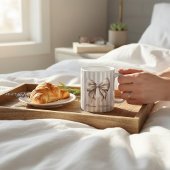 Elegant Bow Beige Stripes Name Mug Kaffeetasse