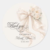 Elegant Bow Bridal Shower Runder Aufkleber (Vorderseite)