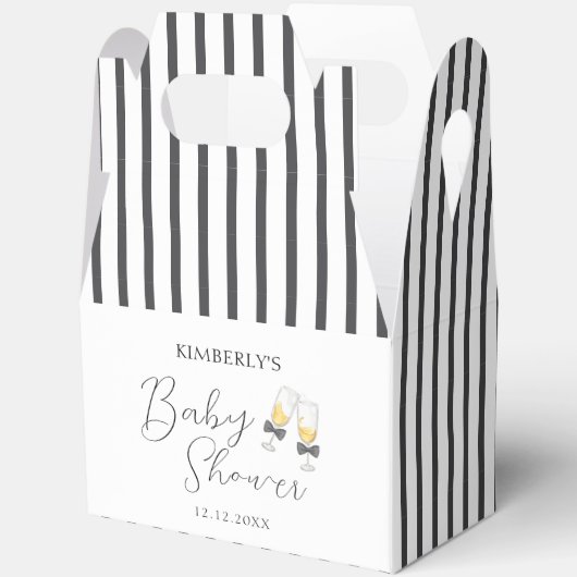 Elegant Bow Champagne Sip & See Baby Shower Geschenkschachtel (Offen)