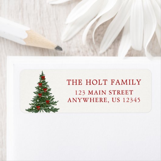 Elegant Bow Christmas Tree Address Label (Insitu)