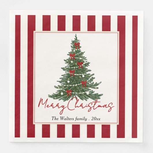 Elegant Bow Christmas Tree Party Napkin Serviette (Vorderseite)