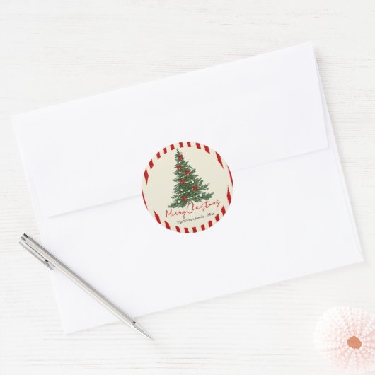 Elegant Bow Christmas Tree Party Sticker (Umschlag)