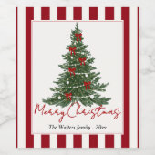 Elegant Bow Christmas Tree Party Wine Label Weinetikett (Einzelnes Label)