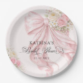 Elegant Bow Coquette Bridal Shower Pappteller (Vorderseite)