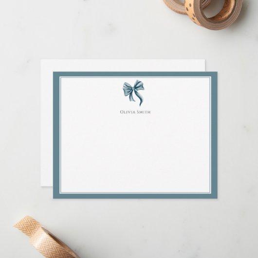 Elegant Bow Coquette Personalized Mitteilungskarte (Vorderseite/Rückseite Beispiel)