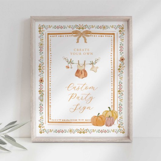 Elegant Bow Fall in Love Baby Shower Custom Sign Poster