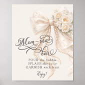 Elegant Bow Floral Baby Shower Mom-osa Bar Poster (Vorne)