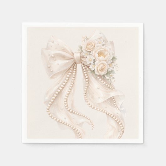 Elegant Bow Floral Baby Shower Serviette (Vorderseite)