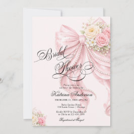 Elegant Bow Floral Blush Pink Bridal Shower  Einladung