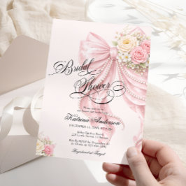 Elegant Bow Floral Blush Pink Bridal Shower Einladung