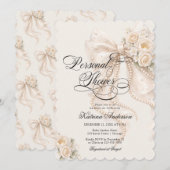 Elegant Bow Floral Bridal Shower  Einladung (Vorne/Hinten)