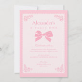 Elegant Bow Floral Extravagant ONE Girl 1. Geburts Einladung (Vorderseite)