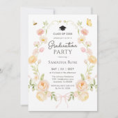 Elegant Bow Floral Garden Graduation Party Einladung (Vorderseite)