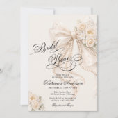 Elegant Bow Floral Neutral Bridal Shower  Einladung (Vorderseite)