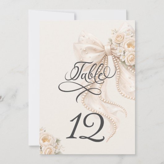 Elegant Bow Floral Table Number (Vorderseite)