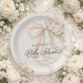 Elegant Bow Flowers Baby Shower Pappteller