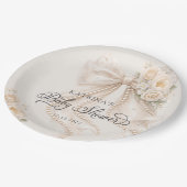 Elegant Bow Flowers Baby Shower Pappteller (Schrägansicht)
