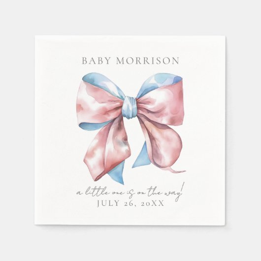 Elegant Bow Gender Reveal Serviette (Vorderseite)
