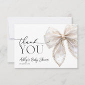 Elegant Bow Girl Baby Shower Vielen Dank Karte (Vorderseite)