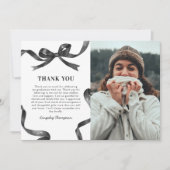 Elegant Bow Graduation Photo Dankeskarte (Vorderseite)