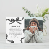 Elegant Bow Graduation Photo Dankeskarte (Stehend Vorderseite)