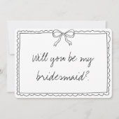 Elegant Bow Handwriting Bridesmaid Vorschlag Karte (Vorderseite)