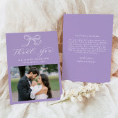 Elegant Bow Lavender Foto Wedding Dankeskarte