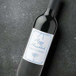 Elegant Bow Menorah Individuelle Name Happy Hanukk Weinetikett