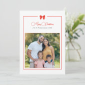 Elegant Bow Merry Christmas Feiertagskarte (Stehend Vorderseite)