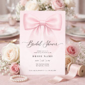 Elegant Bow Modern Script Stripe Bridal Shower Einladung