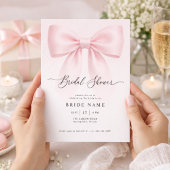 Elegant Bow Modern Script Stripe Bridal Shower Einladung