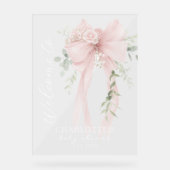 Elegant Bow Neutral Baby Shower Welcome Acrylschild (Vorderseite)