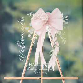 Elegant Bow Neutral Baby Shower Welcome Acrylschild