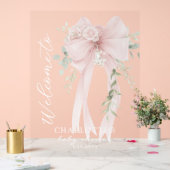 Elegant Bow Neutral Baby Shower Welcome Acrylschild (Hochzeit)
