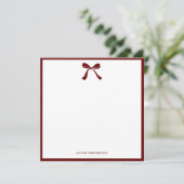 Elegant Bow Personalisiert Stationery Dankeskarte (Stehend Vorderseite)