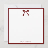 Elegant Bow Personalisiert Stationery Dankeskarte (Vorderseite)