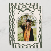 Elegant Bow Photo Graduation Einladung (Vorne/Hinten)